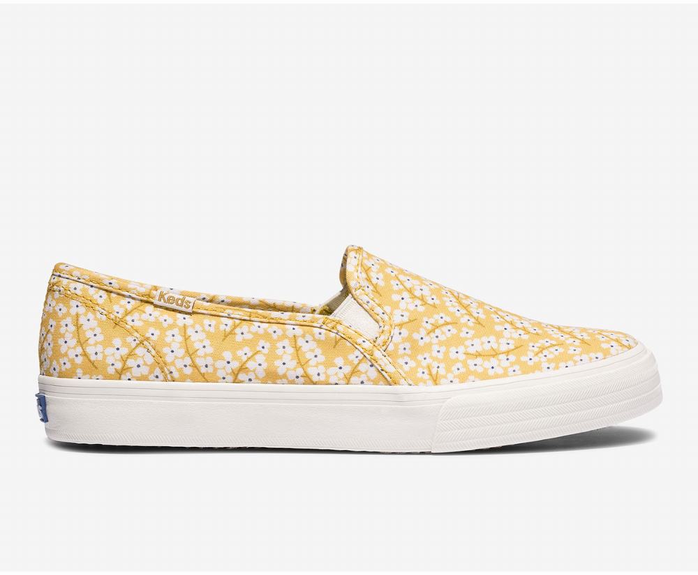 Women's Keds Washable Double Decker Floral Slip Ons Yellow 6382457IK - South Africa